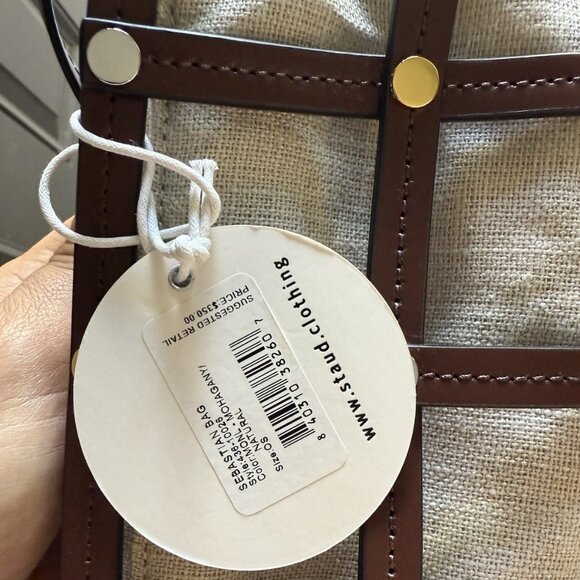 NWT STAUD Sebastian Caged Leather &Linen Shoulder crossbody bag NEW w/ dust bag - Picture 12 of 16